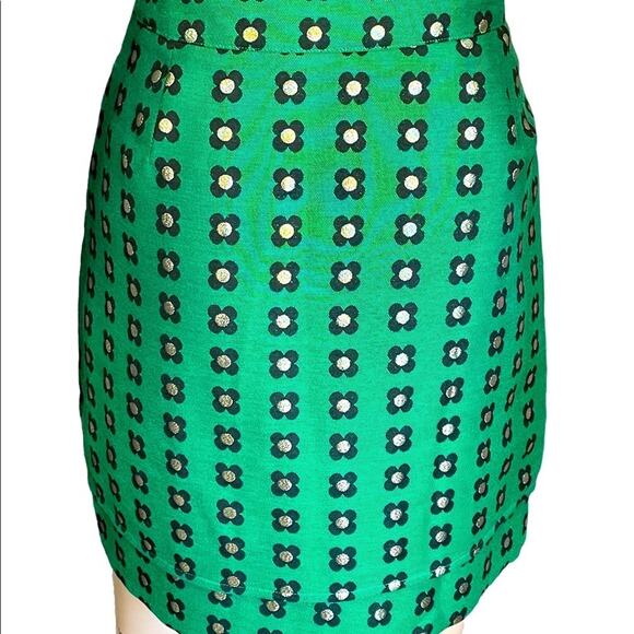HD in Paris Green floral mini pleated retro skirt with pockets size 8P - Picture 6 of 11